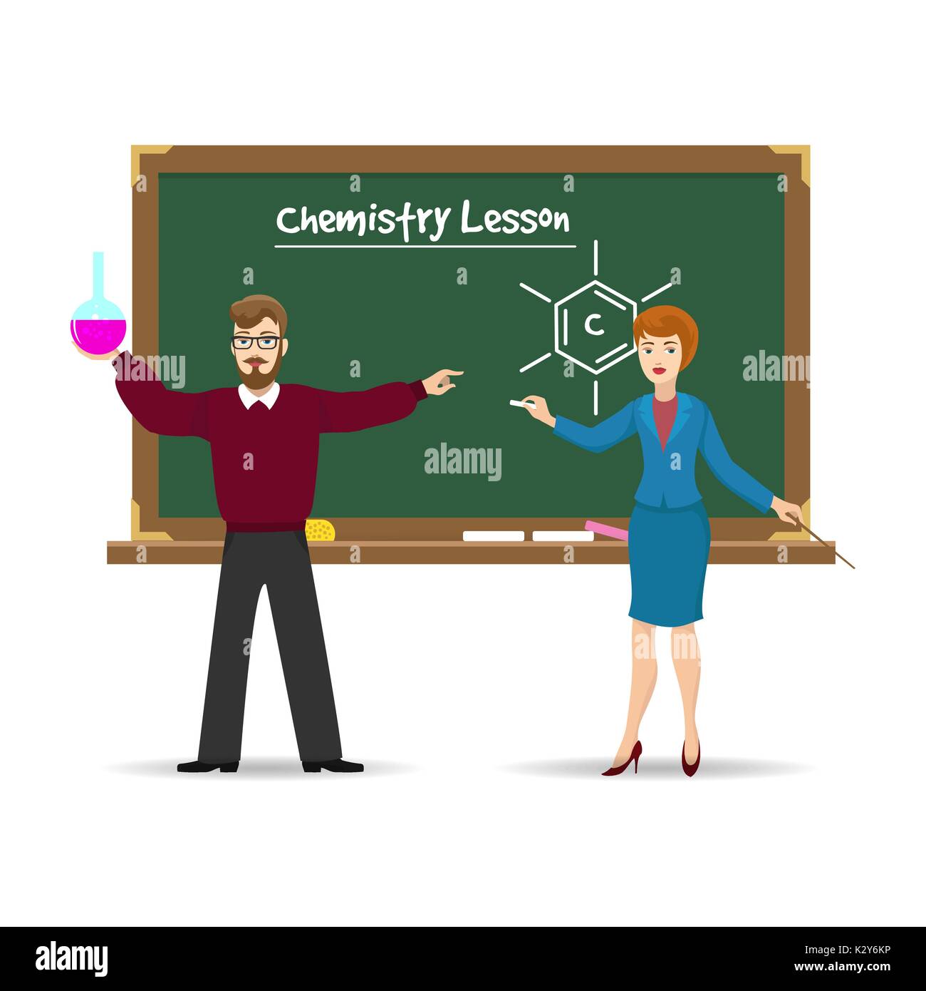 Chemistry teachers and chalkboard Stock Vector