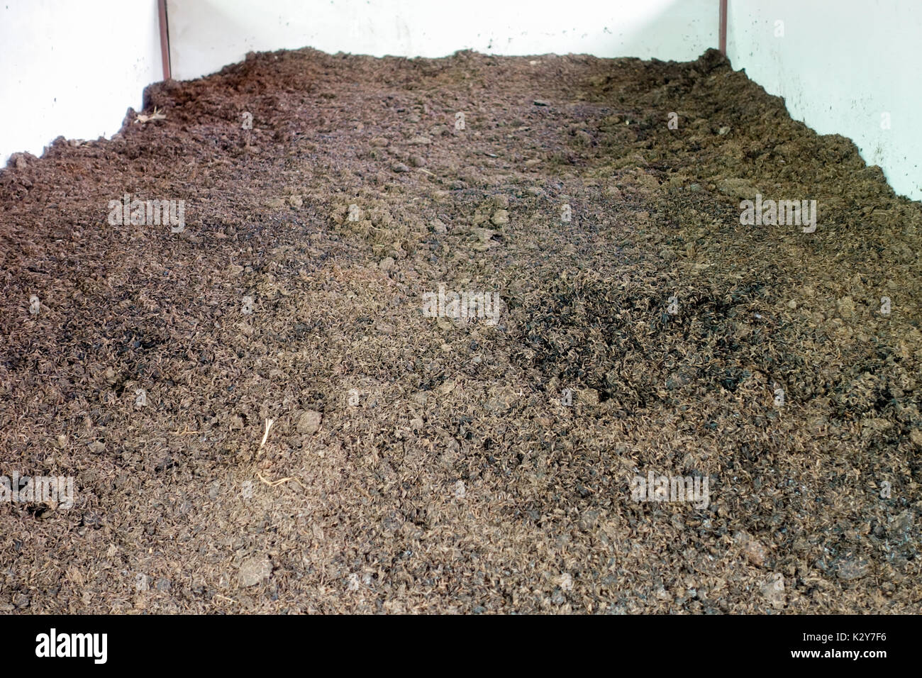 A large pile of manure used as a fertilizer in agricultural Stock Photo