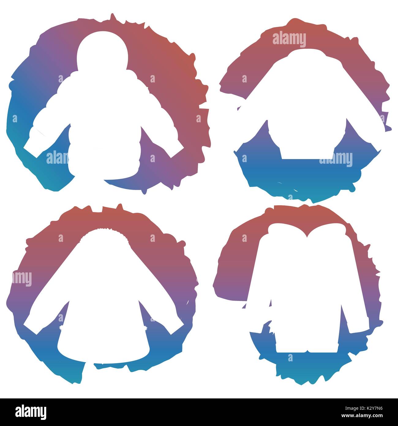 White coat silhouettes on colorful splashes Stock Vector