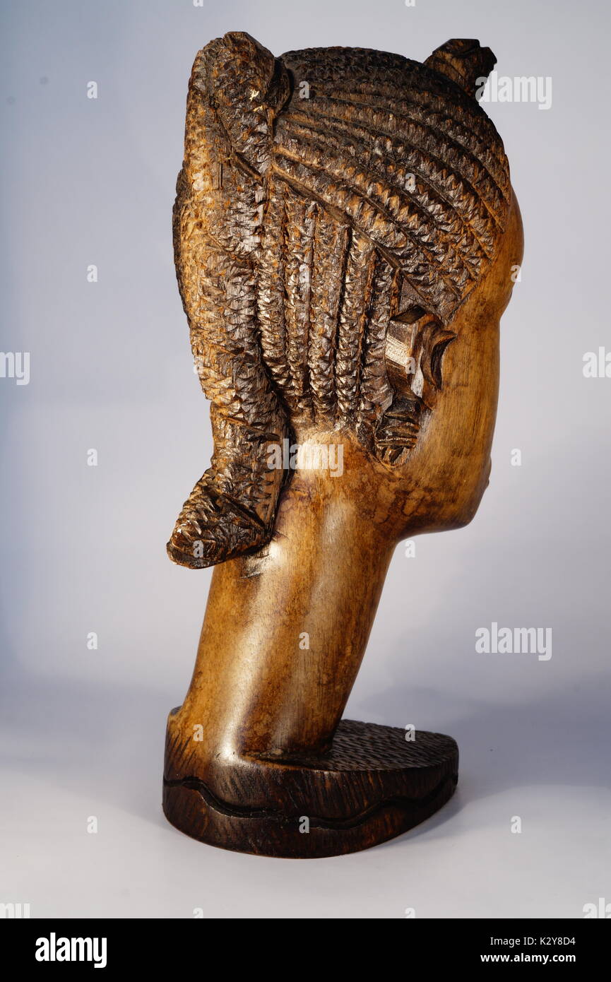 tribal carving vintage carved wooden bust African Head