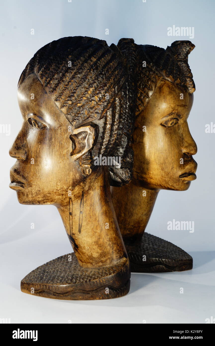 (46 photos) African wood sculpture of woman's/man's head. Original