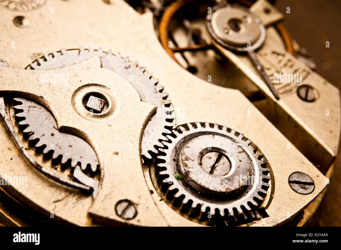 macro detail of the mechanism of a clock Stock Photo Alamy
