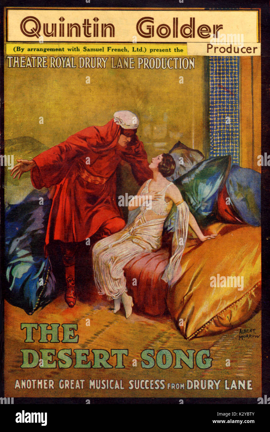 Desert Opera Desert Song, an advertisement for 1927 production. Operetta with music ...