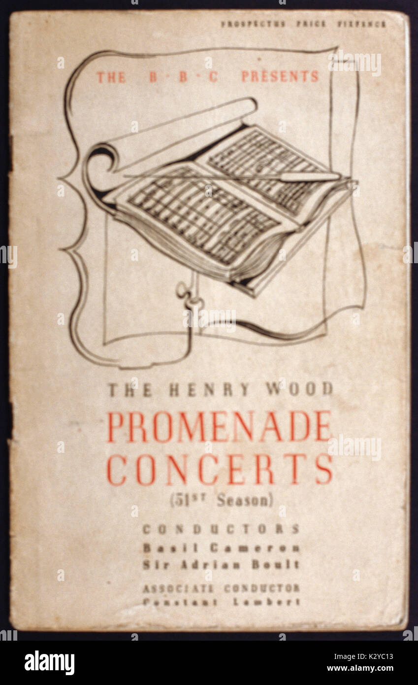 London Proms - cover of programme for 51st season (1945) of Henry Wood Proms. Promenade concerts. Stock Photo