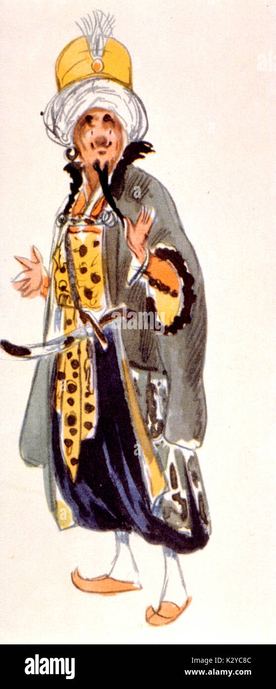 Mozart's Il Seraglio.  Costume design for Osmin,  1910 production at His Majestys Theatre conducted by Beecham. Stock Photo