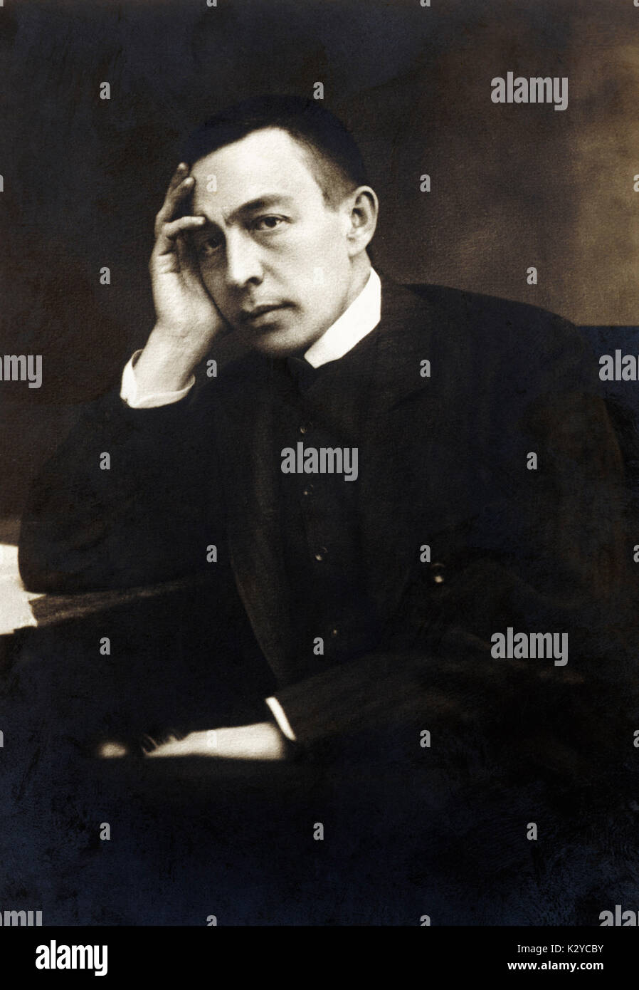 Sergei Rachmaninov - portrait.   Russian pianist and composer, 1 April 1873 - 28 March 1943.  Sergey Stock Photo