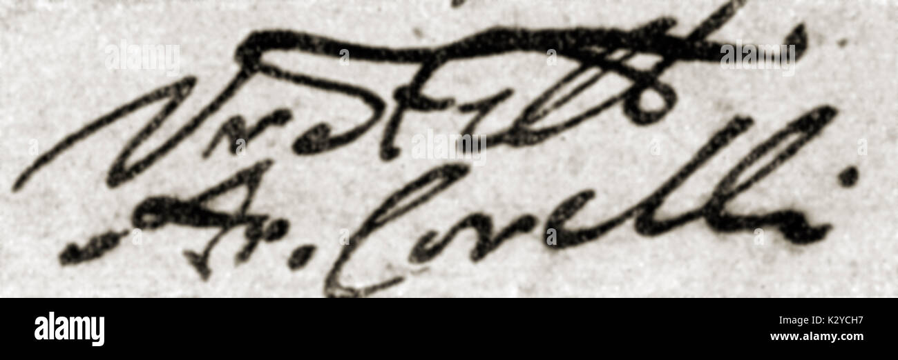 Arcangelo Corelli - signature of the Italian violinist & composer. 17 February 1653 - 8 January 1713. Stock Photo