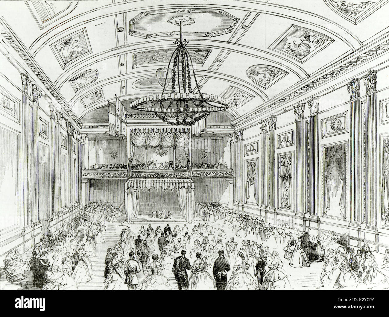 LONDON - Hanover Square Rooms The fancy dress ball of the Royal Academy of Music, at the Hanover-Square Rooms (c.1860s). Illustrated London News Stock Photo