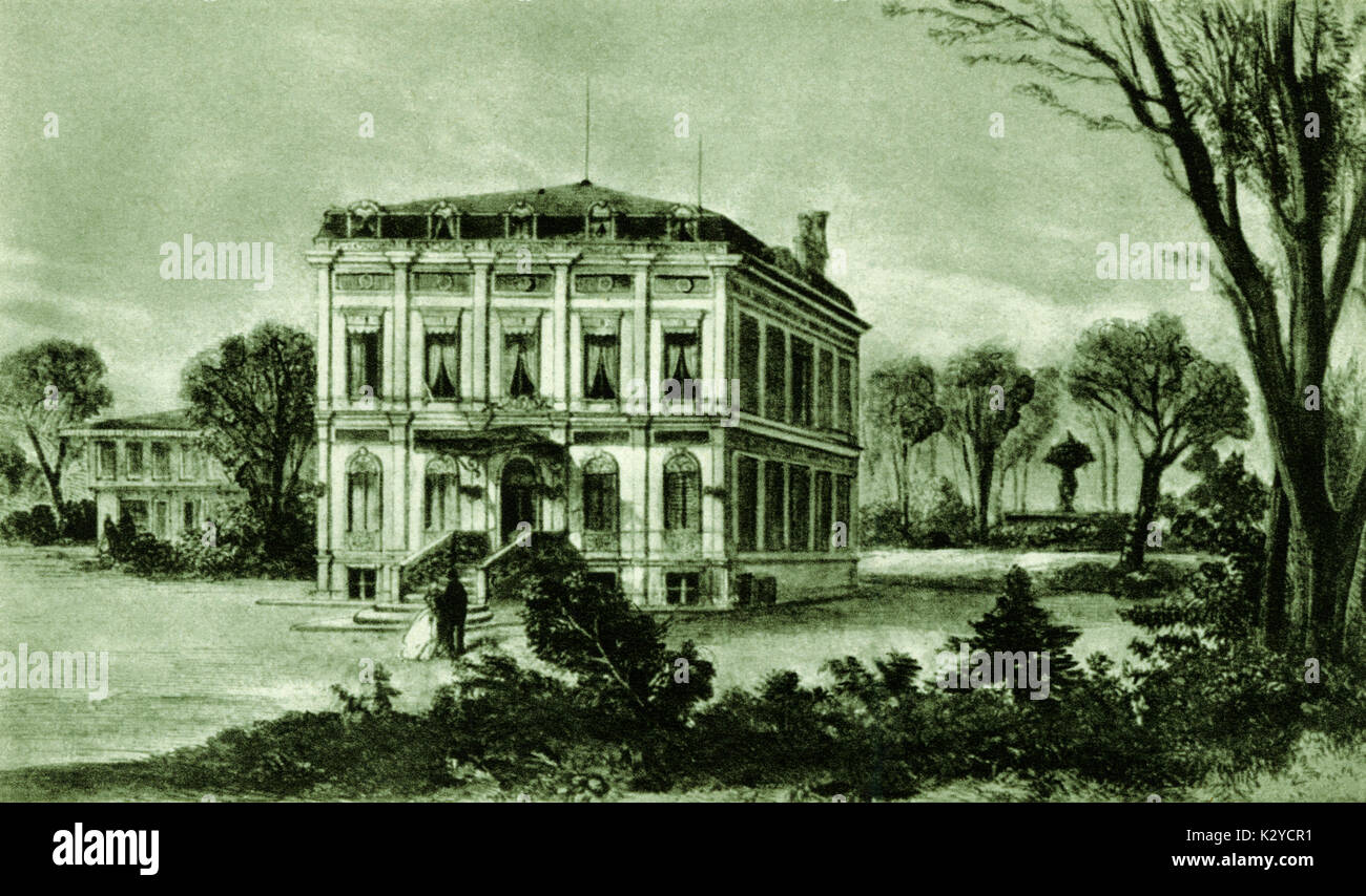 ROSSINI Gioachino, his villa in Passy Rossini's home in the suburb of Paris, where Rossini lived and entertained from 1855. Italian composer (1792-1868). Stock Photo