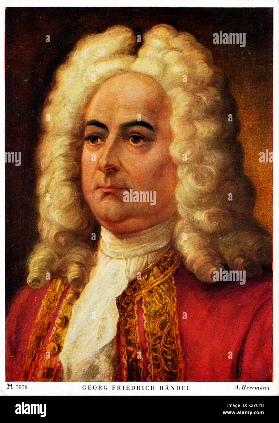 George Frideric Handel, painting by A. Herrmann. German-English