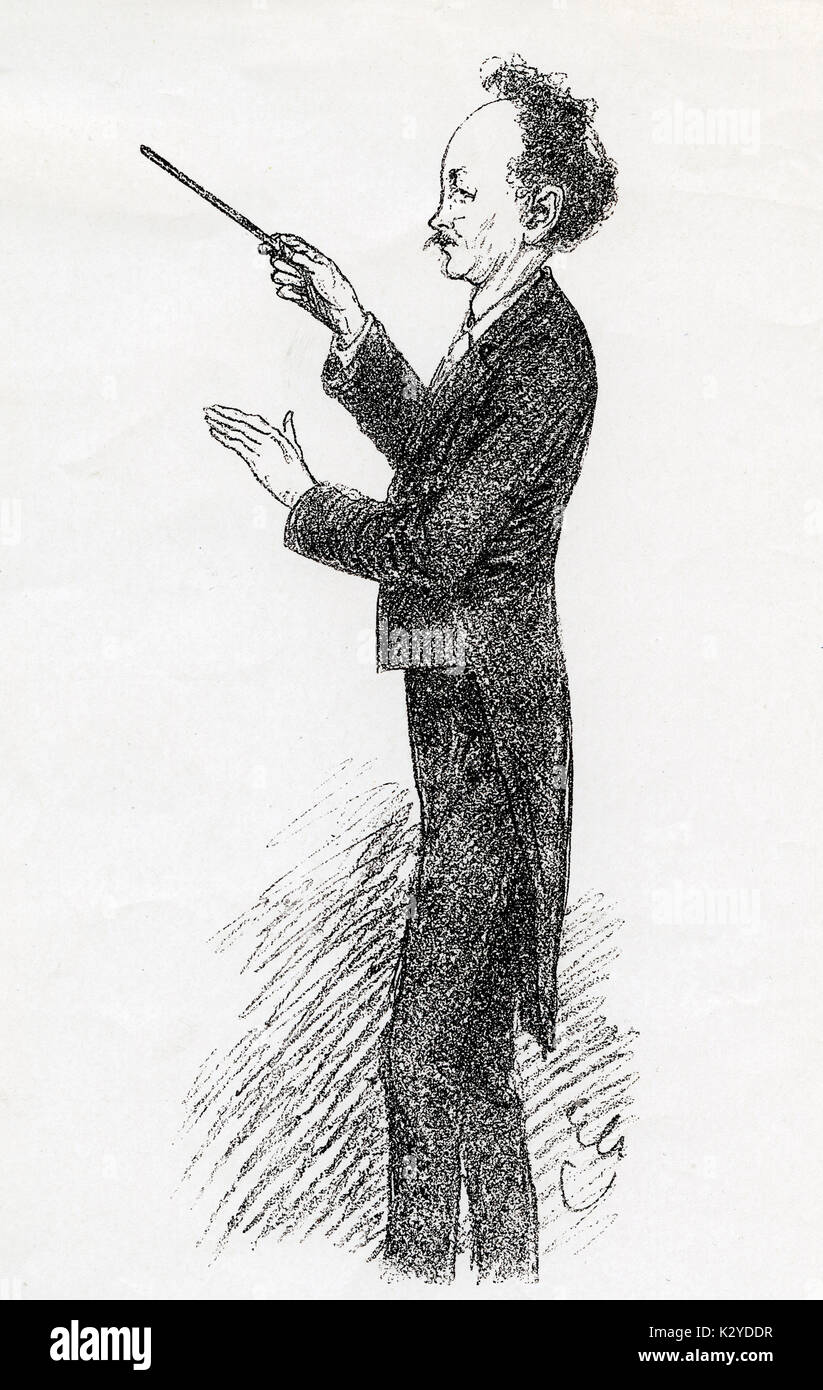 STRAUSS, Richard - Conducting caricature by Eduard Grützner.  German composer & conductor 1864-1949 Stock Photo