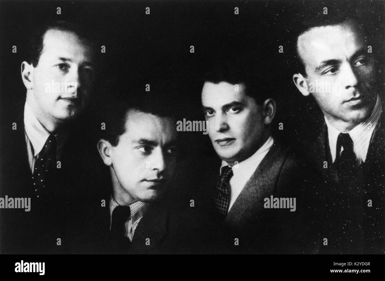 Budapest Quartet in 1933. from left to right: Josef Roisman,  Alexander Schneider, Boris Kryot, and Mischa Schneider. Stock Photo