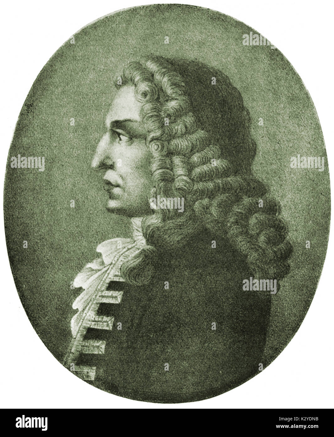 Johann Joseph Fux - portrait of the Austrian composer & music theorist. Lithograph by H. E. Winter, 1821. JJF: 1660 - 13 February 1741. Stock Photo