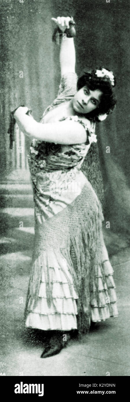 Maria Gay, Spanish contralto, as Carmen in Georges Bizet 's opera.  Photo taken  c. 1905. Maria Gay: 13 June 1879 - 20 July 1943.  Georges Bizet, French composer: 25 October 1838 - 3 June 1875. Stock Photo
