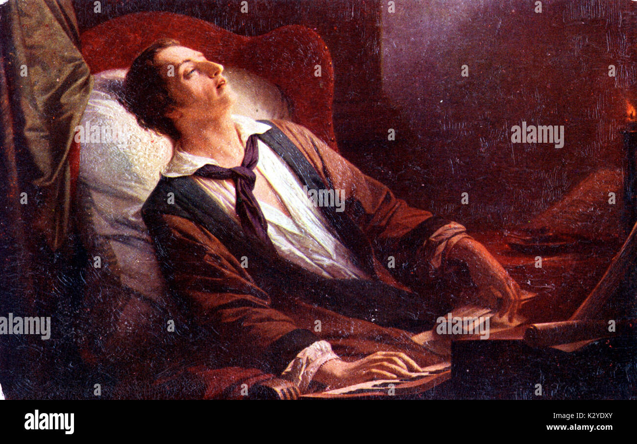 Carl Maria von Weber in his last dying moments. Death bed. German Composer and Conductor (1786-1826). Stock Photo