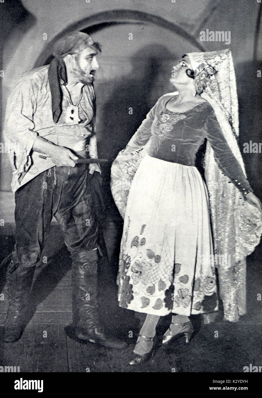 Bizet's opera Carmen, Don José stabs Carmen. Amsterdam production, November 1928.   French composer, 1838-1875 Stock Photo