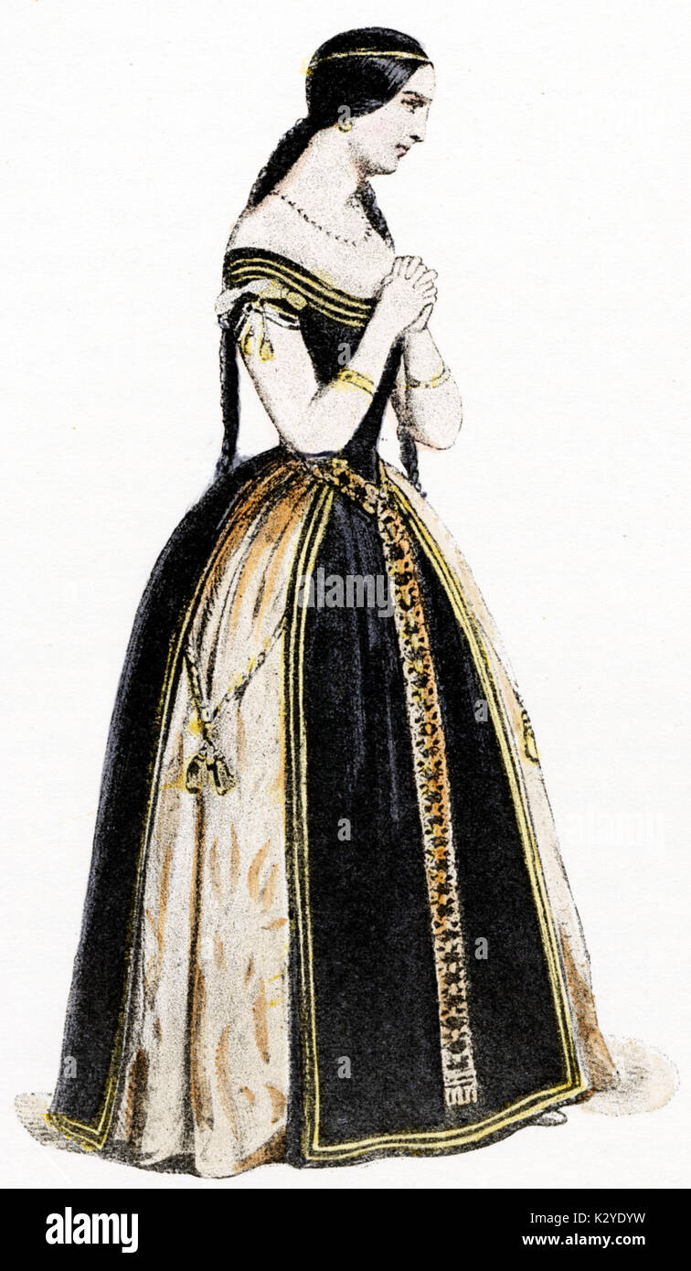 VERDI - OTELLO Teresa STOLZ (Bohemian Soprano, 1834-1902) as Desdemona lithograph by Lacauchie Stock Photo
