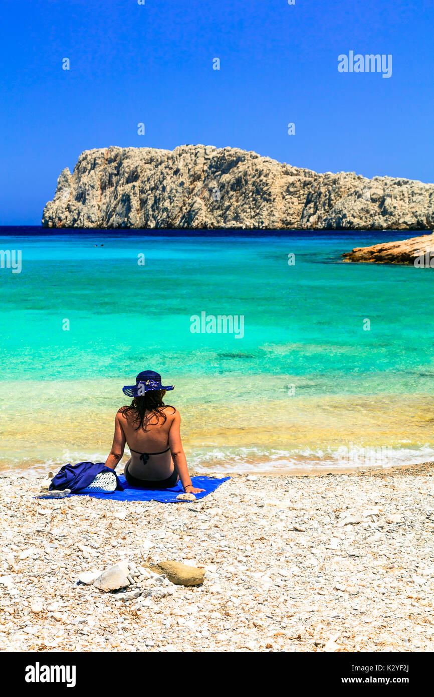 Beautiful woman greece beach hi-res stock photography and images - Alamy