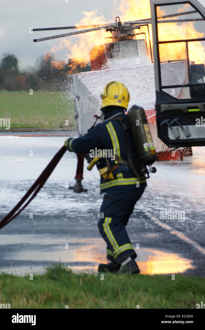 Helicopter crash, airport emergency Stock Photo Alamy