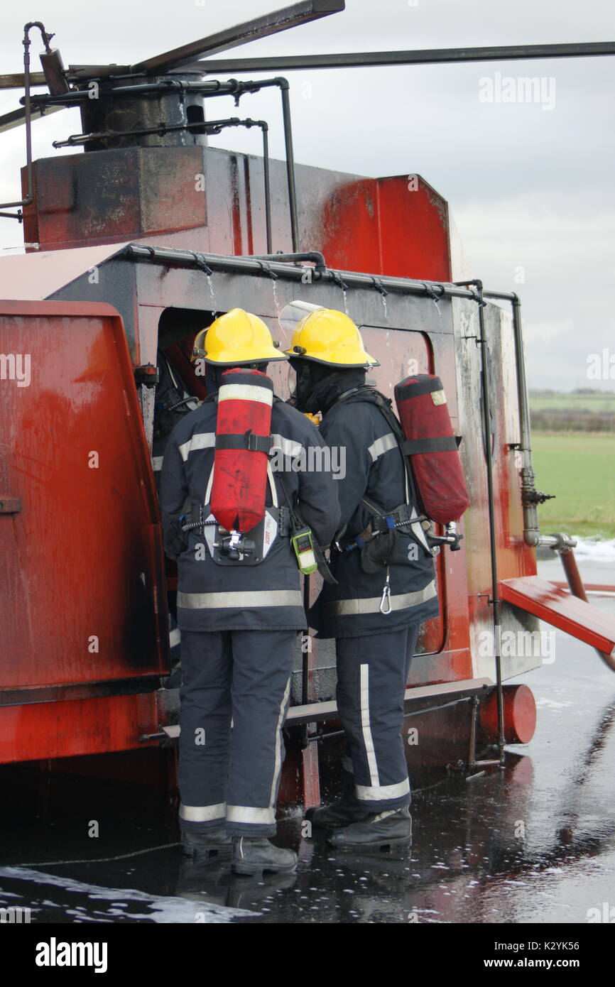 Helicopter crash, airport emergency Stock Photo Alamy
