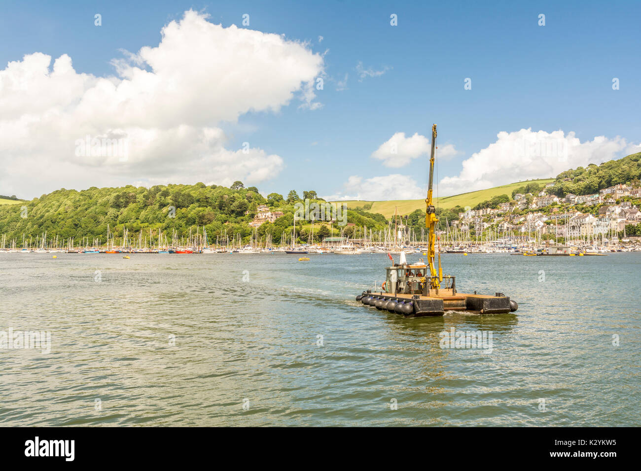 Dart Harbour Crane Barge, Hercules Dartmouth Harbour, Devon, UK Stock Photo Alamy