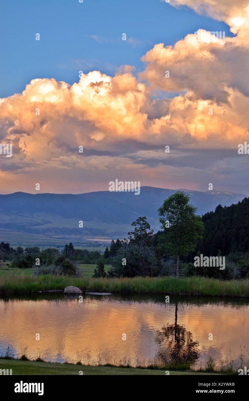 Montana sunset over Ennis Lake Stock Photo Alamy