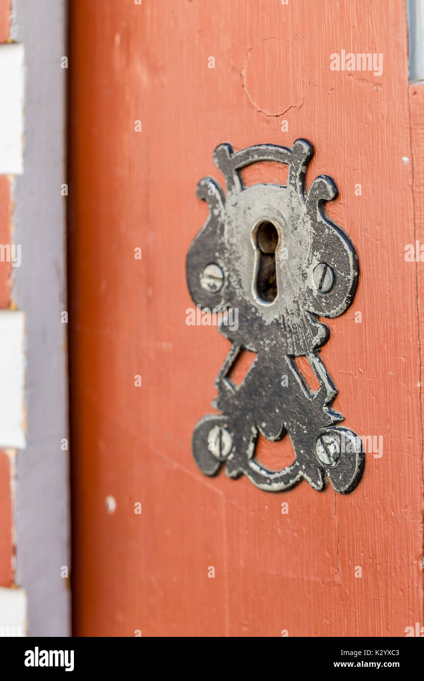 Medieval doorlock fitted to a door Stock Photo