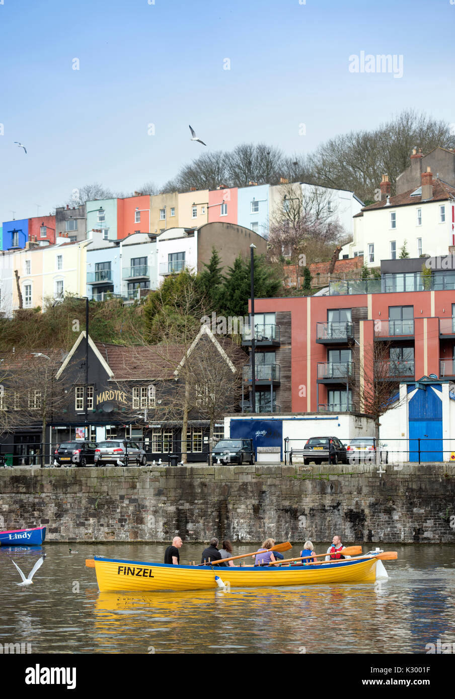 Gig rowers in the docks at Hotwells in Bristol Docks Stock Photo