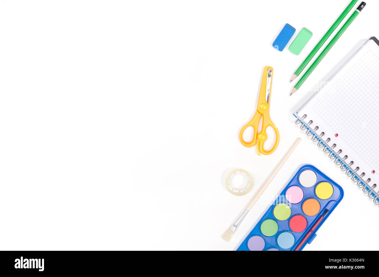School supplies isolated on white background. Back to school concept ...