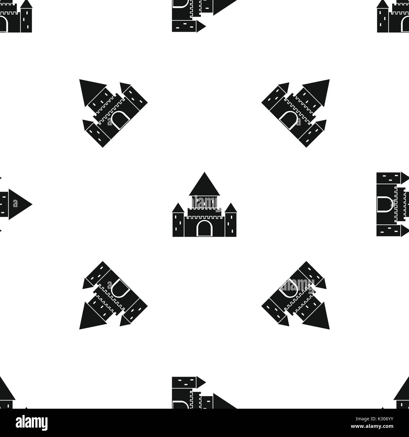 Chillon Castle, Switzerland pattern seamless black Stock Vector