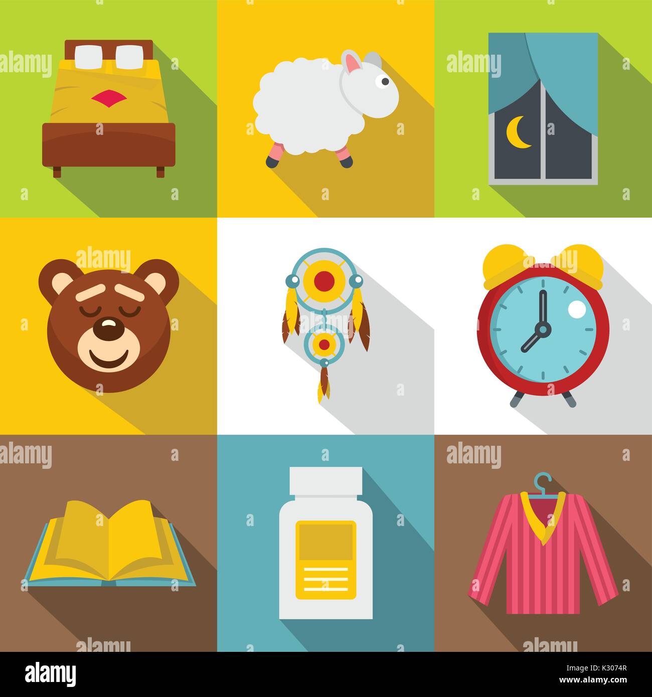 Sleeping icon set, flat style Stock Vector Image & Art - Alamy