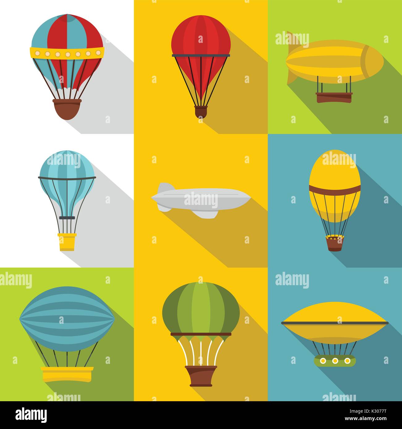 Hot air balloon icon set, flat style Stock Vector Image & Art - Alamy