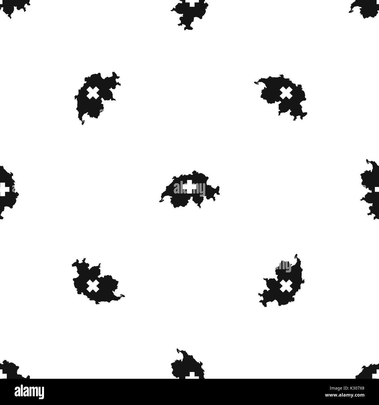 Switzerland map pattern seamless black Stock Vector
