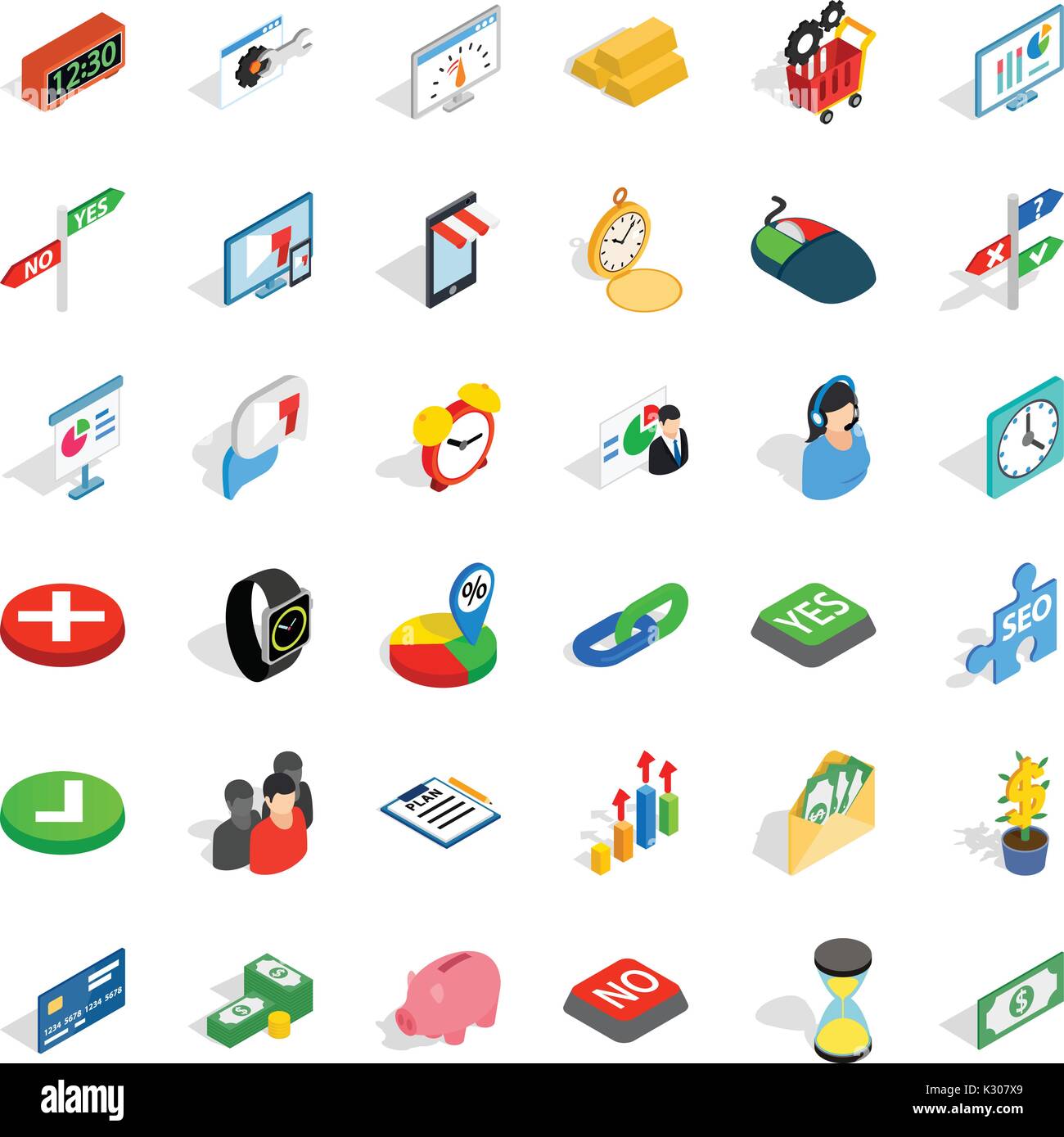 Transaction icons set, isometric style Stock Vector