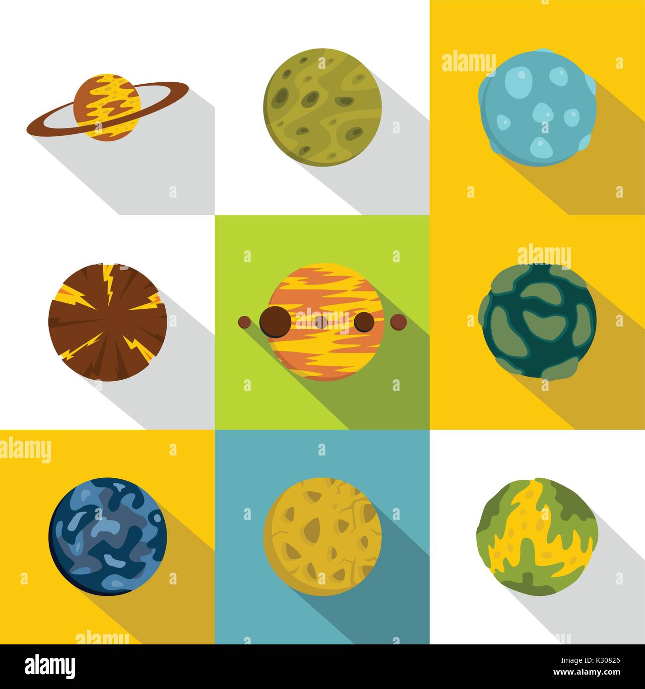 Galaxy planet icon set, flat style Stock Vector Image & Art - Alamy