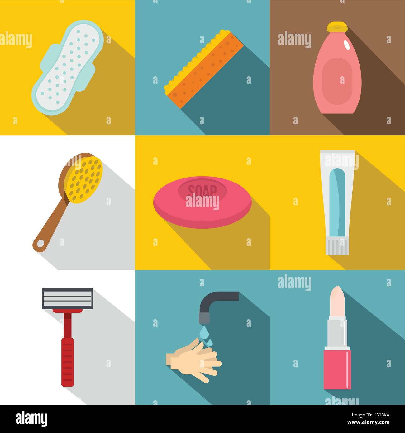 Hygiene icon set, flat style Stock Vector Image & Art - Alamy