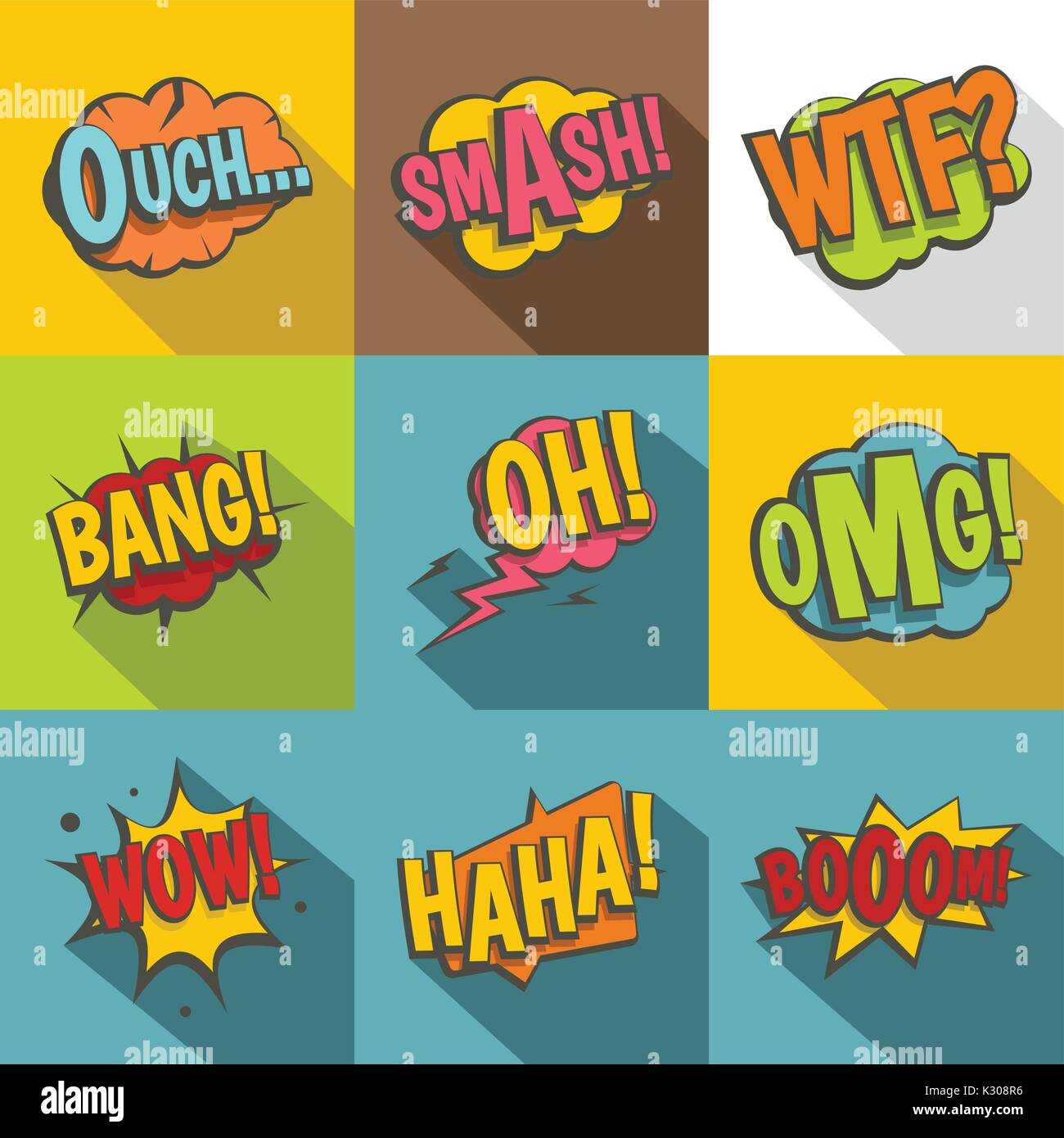 Retro speech bubble icon set, flat style Stock Vector Image & Art - Alamy