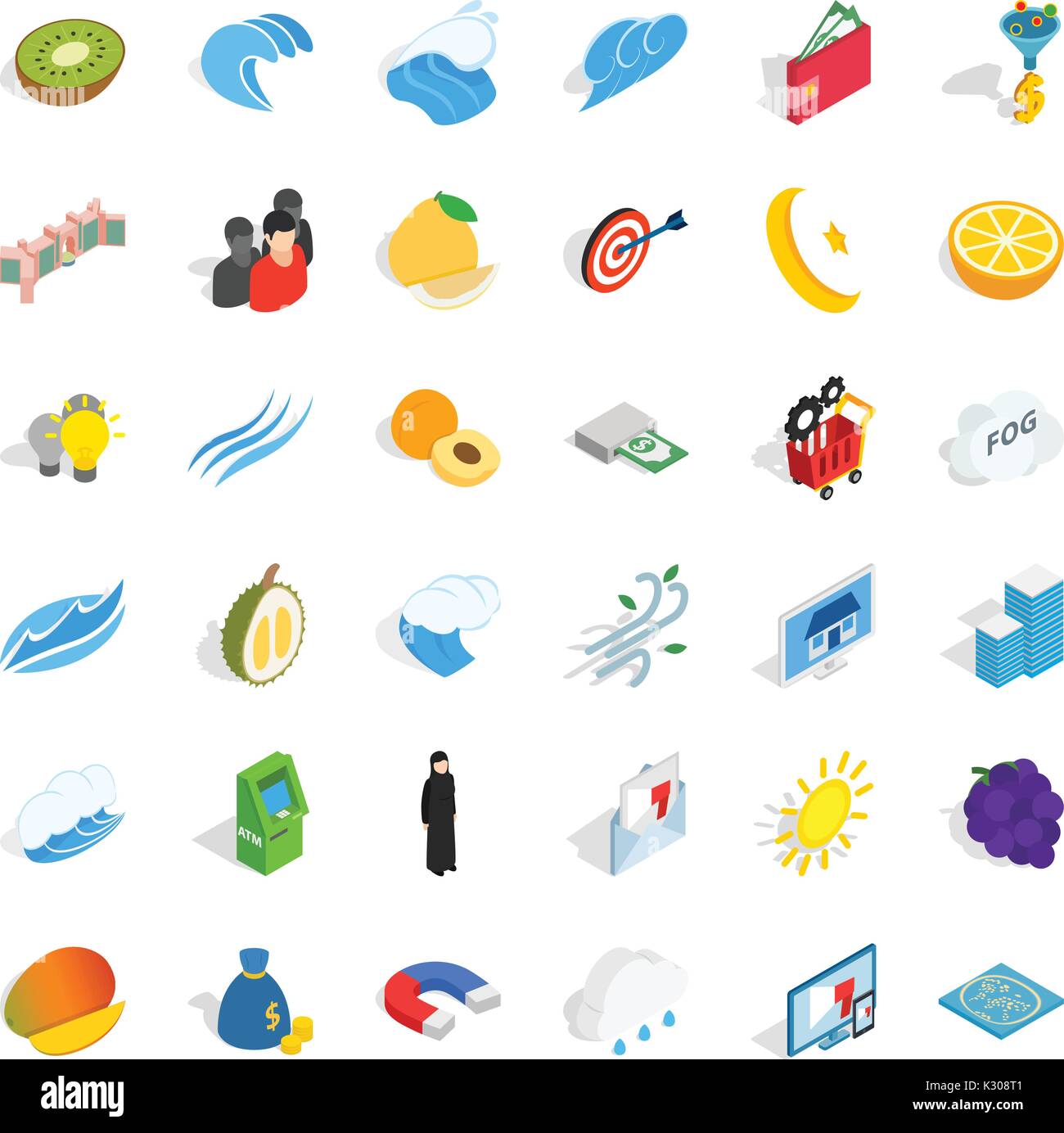 Universal icons set, isometric style Stock Vector