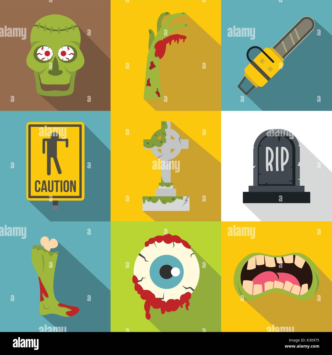 Zombie teritory icon set, flat style Stock Vector Image & Art - Alamy