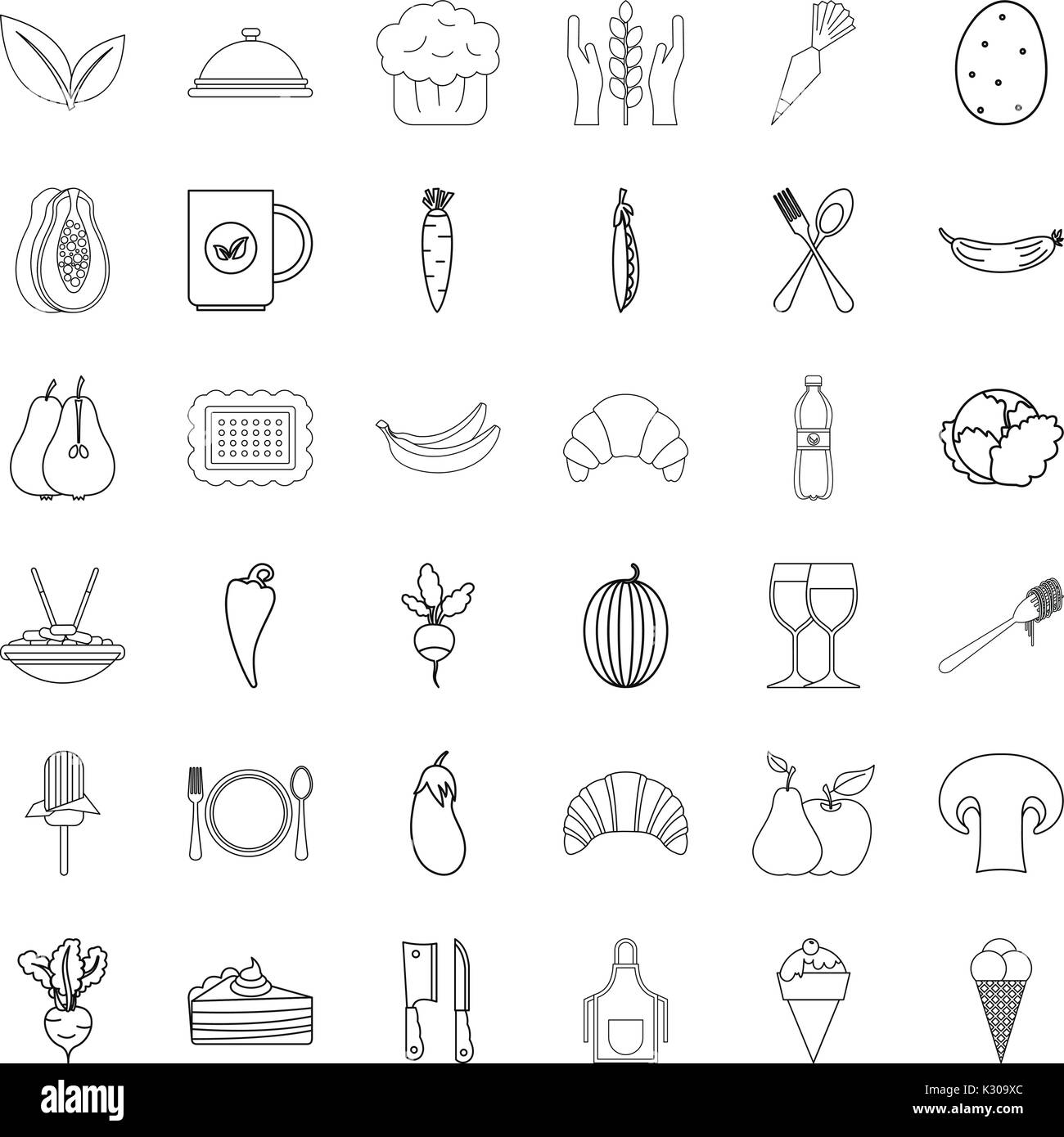 Vegetarian icons set, outline style Stock Vector Image & Art - Alamy