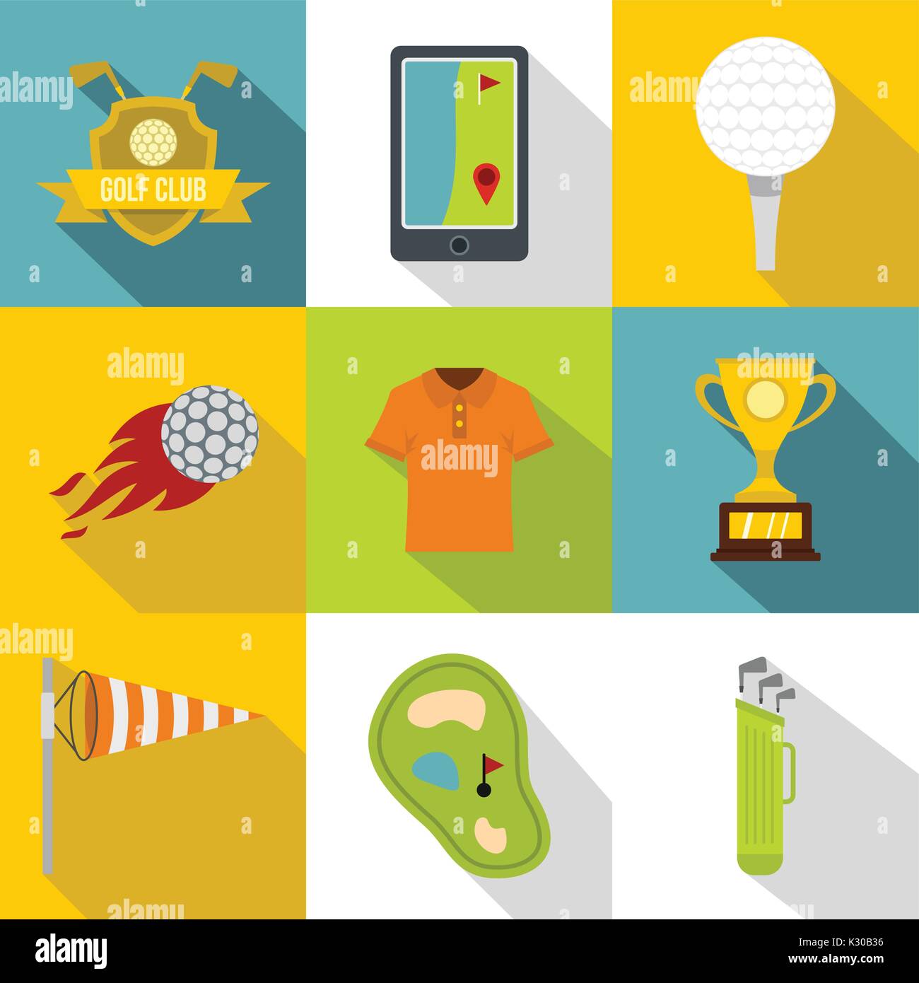 Golf club icon set, flat style Stock Vector Image & Art - Alamy