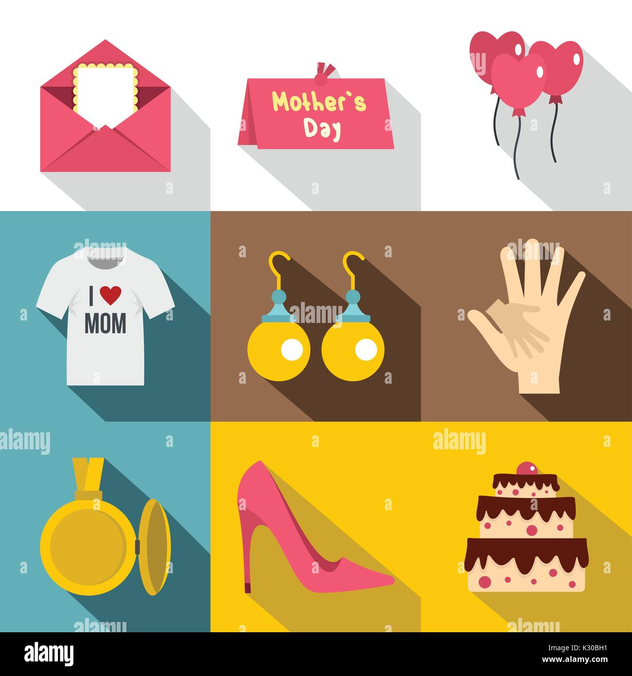 Happy mothers day icon set, flat style Stock Vector Image & Art - Alamy