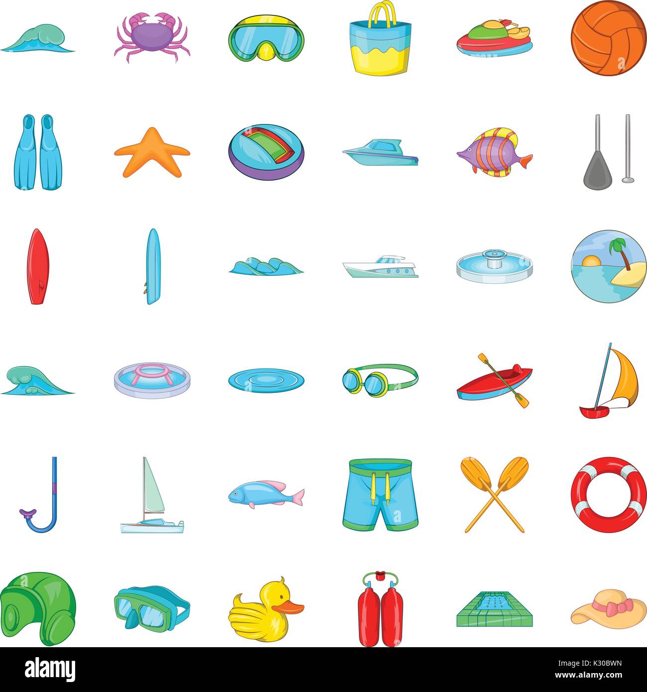 Water sport icons set, cartoon style Stock Vector Image & Art - Alamy