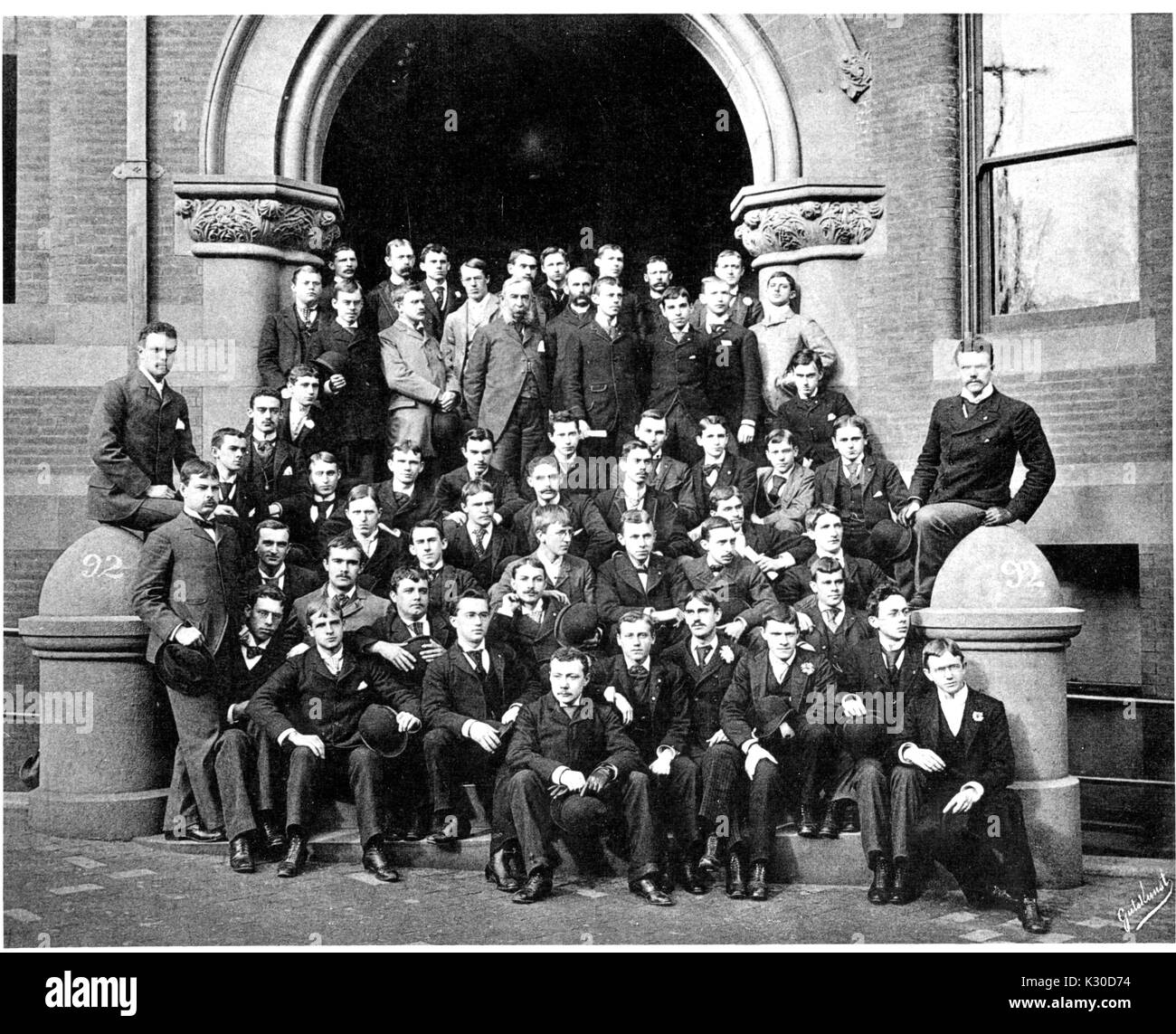 Photograph of Class of 1892, men dressed in suits standing and on the