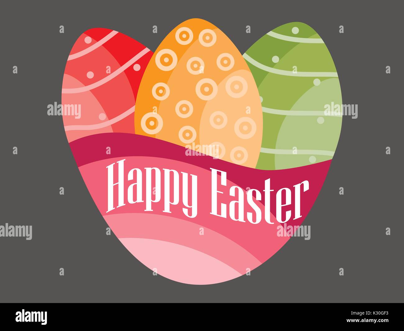 Happy Easter, Easter eggs on a black background. Vector illustration Stock Vector