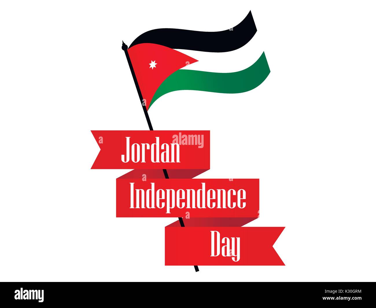 Jordan Independence Day Ribbon And Jordan Flag Celebration Banner