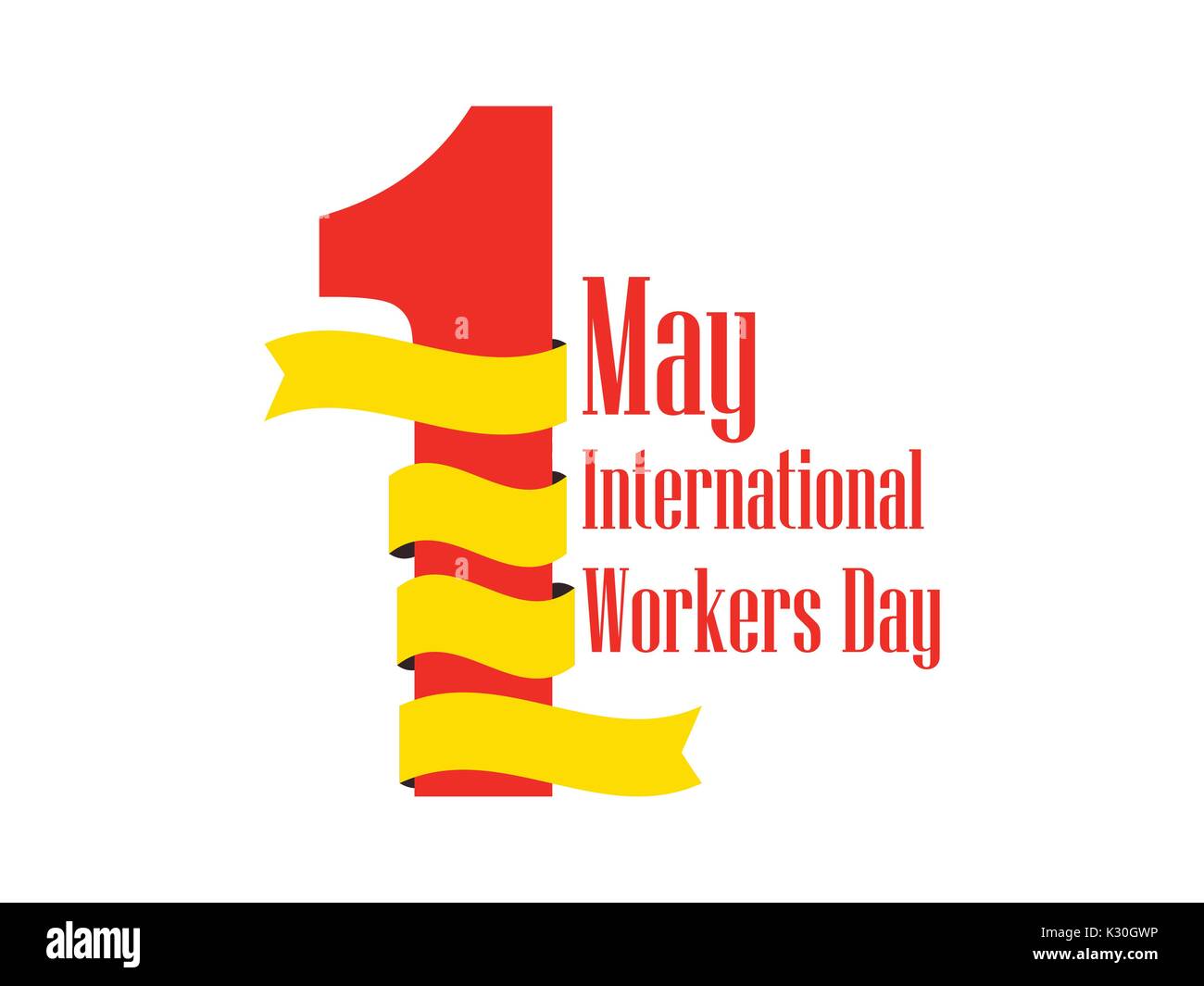 International Workers Day. Labour Day 1st of May. Ribbon with text