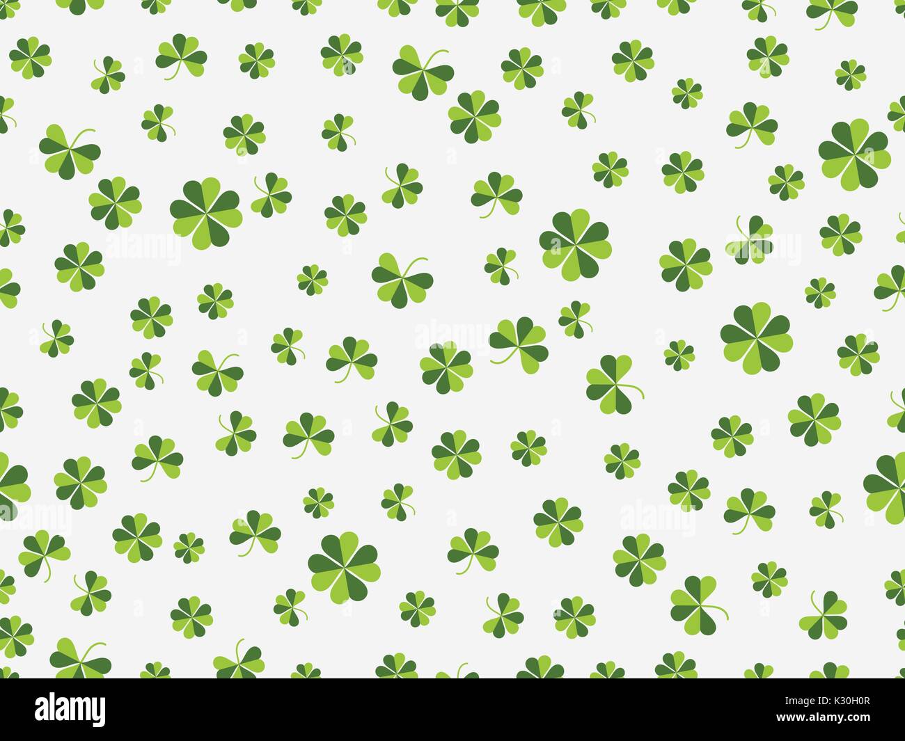 St. Patrick's day. Seamless pattern with clover on a white background. Vector illustration Stock Vector