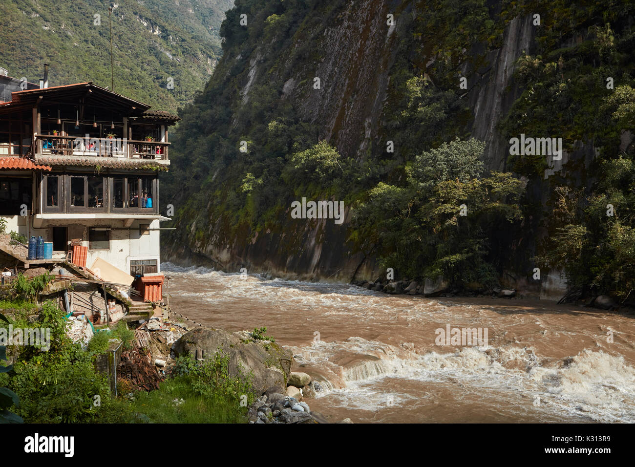 Urubamba River at Aguas Calientes, Sacred Valley, Peru, South America Stock Photo