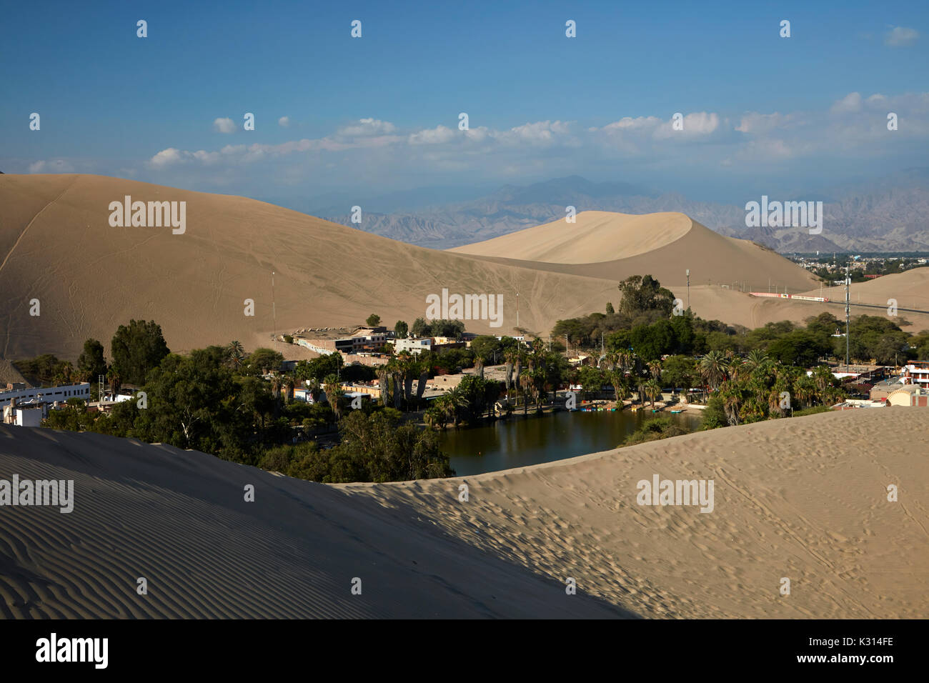 Huacachina Oasis and dunes, near Ica, Peru, South America Stock Photo